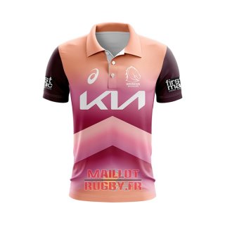 Maillot Polo Brisbane Broncos Rugby 2024 Entrainement Rose Maillot Polo Brisbane Broncos Rugby 2024 Entrainement Rose